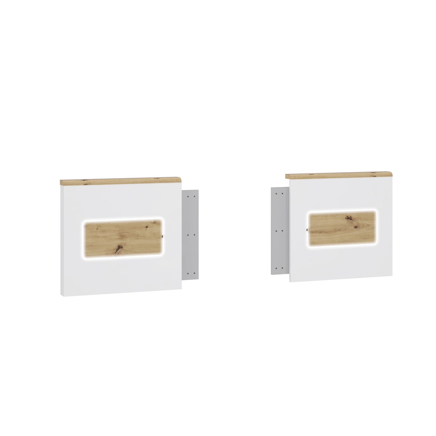 Set Panouri Noptiere Olinda, Alb Si Stejar Artisan, 55.5 X 6.2 X 50.7 Cm
