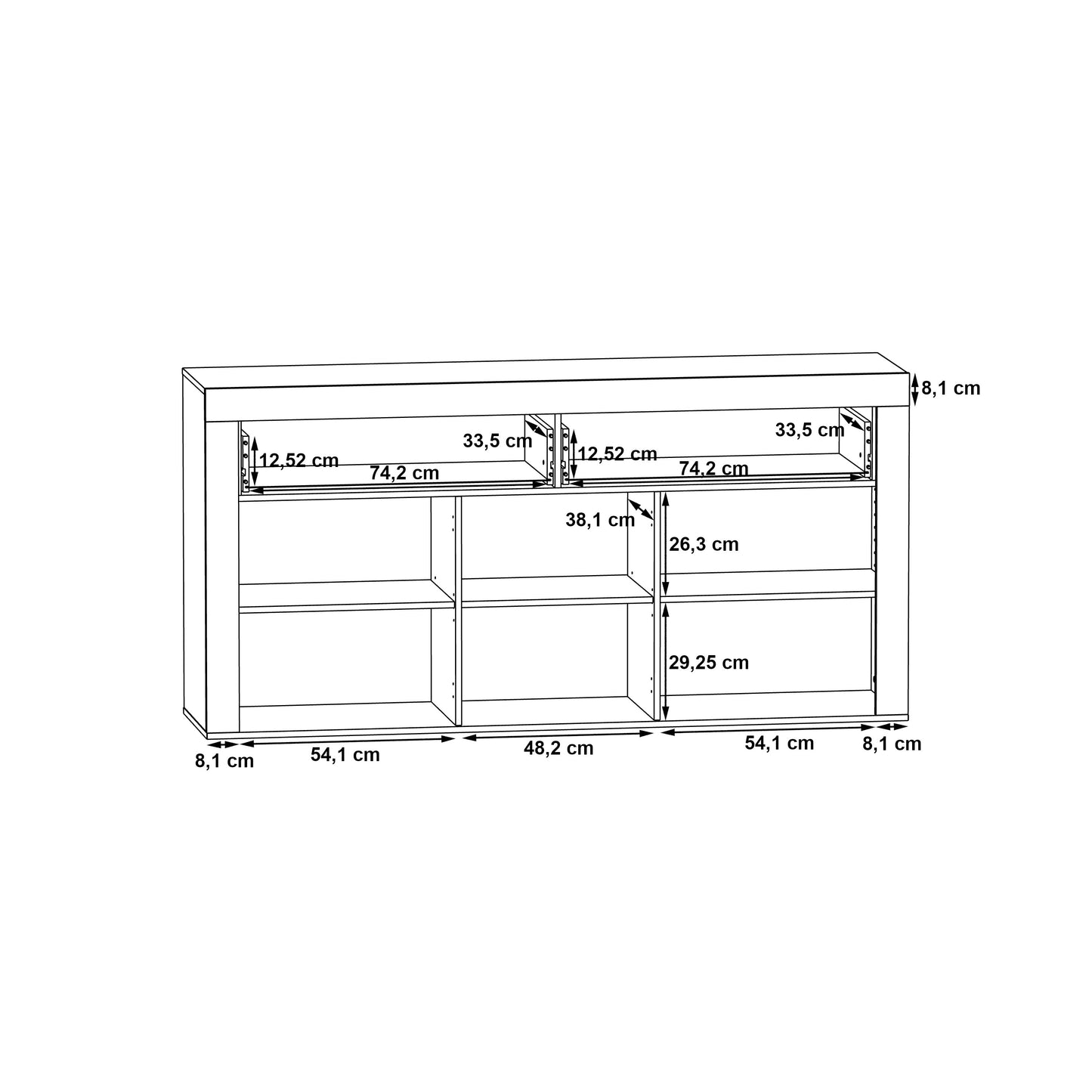 Comoda Garage, Spatiu Generos de Depozitare cu 3 Usi si 2 Sertare, Gri Inchis Beton Si Lemn Vintage, 175.7 x 41 x 88.3 Cm