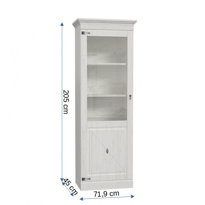 Vitrina Cu 1 Usa Encanto, Pin Alb, 72 Cm