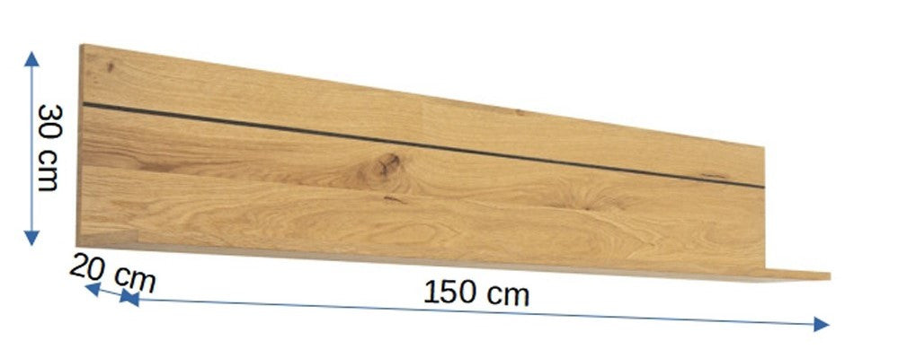 Polita Urbano Oak, Stejar Rustic Si Negru, 150 Cm