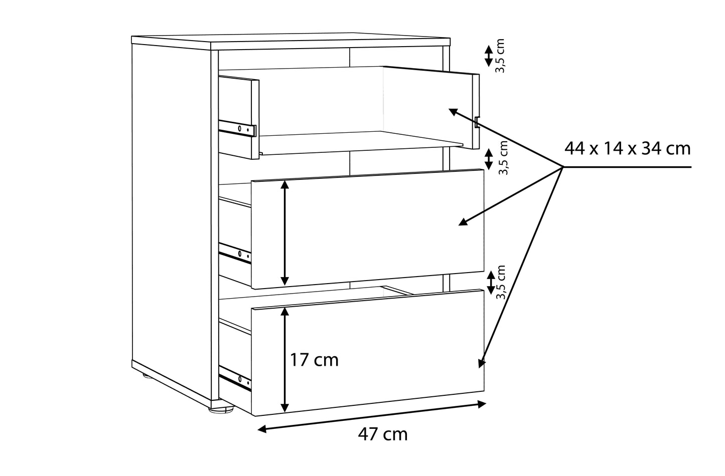 Comoda Interior Dulap Wings Gri, 51 Cm