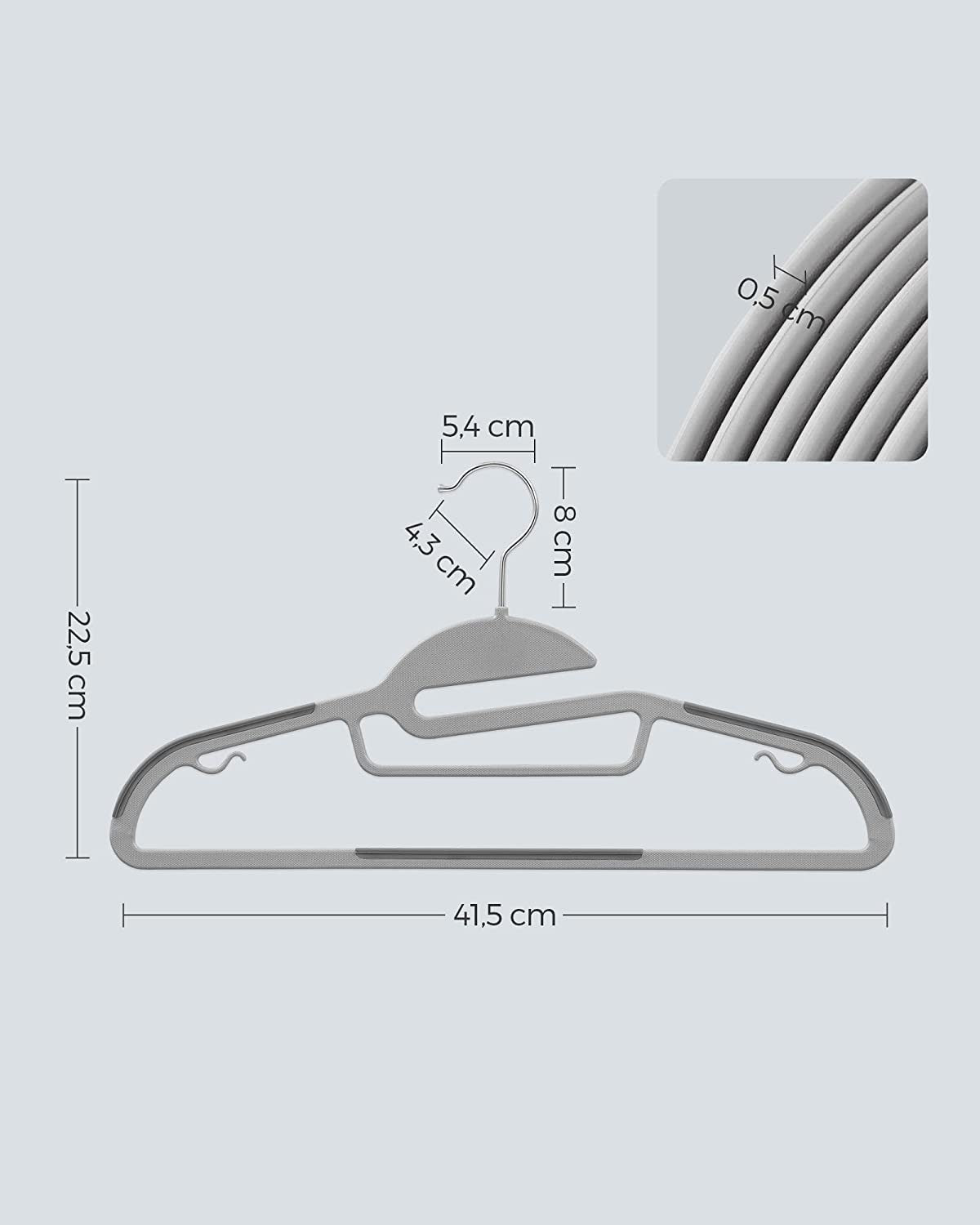 Set De 50 De Umerase Din Plastic, Gri Deschis Si Inchis, 41.5 Cm