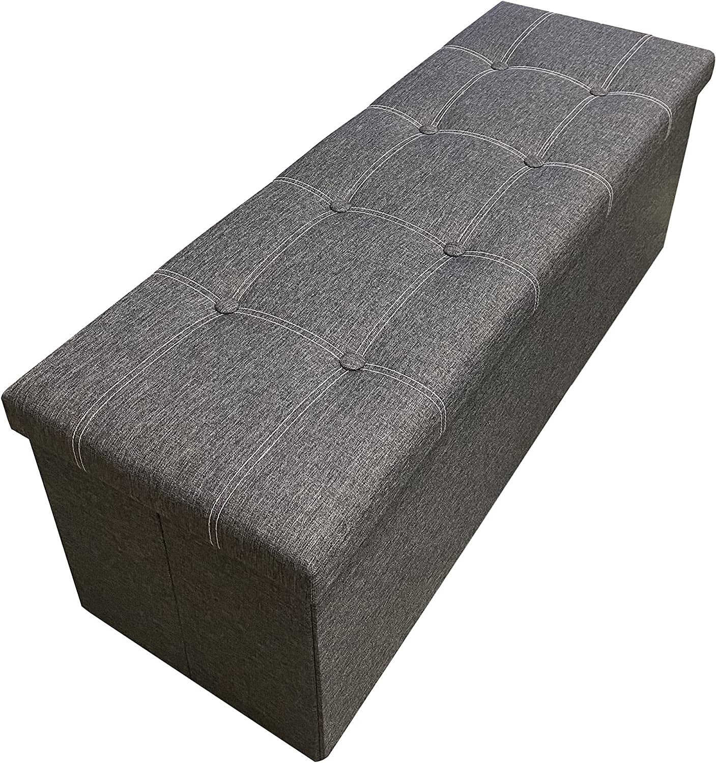 Taburet De Depozitare Pliabil, Gri Inchis, 110 Cm
