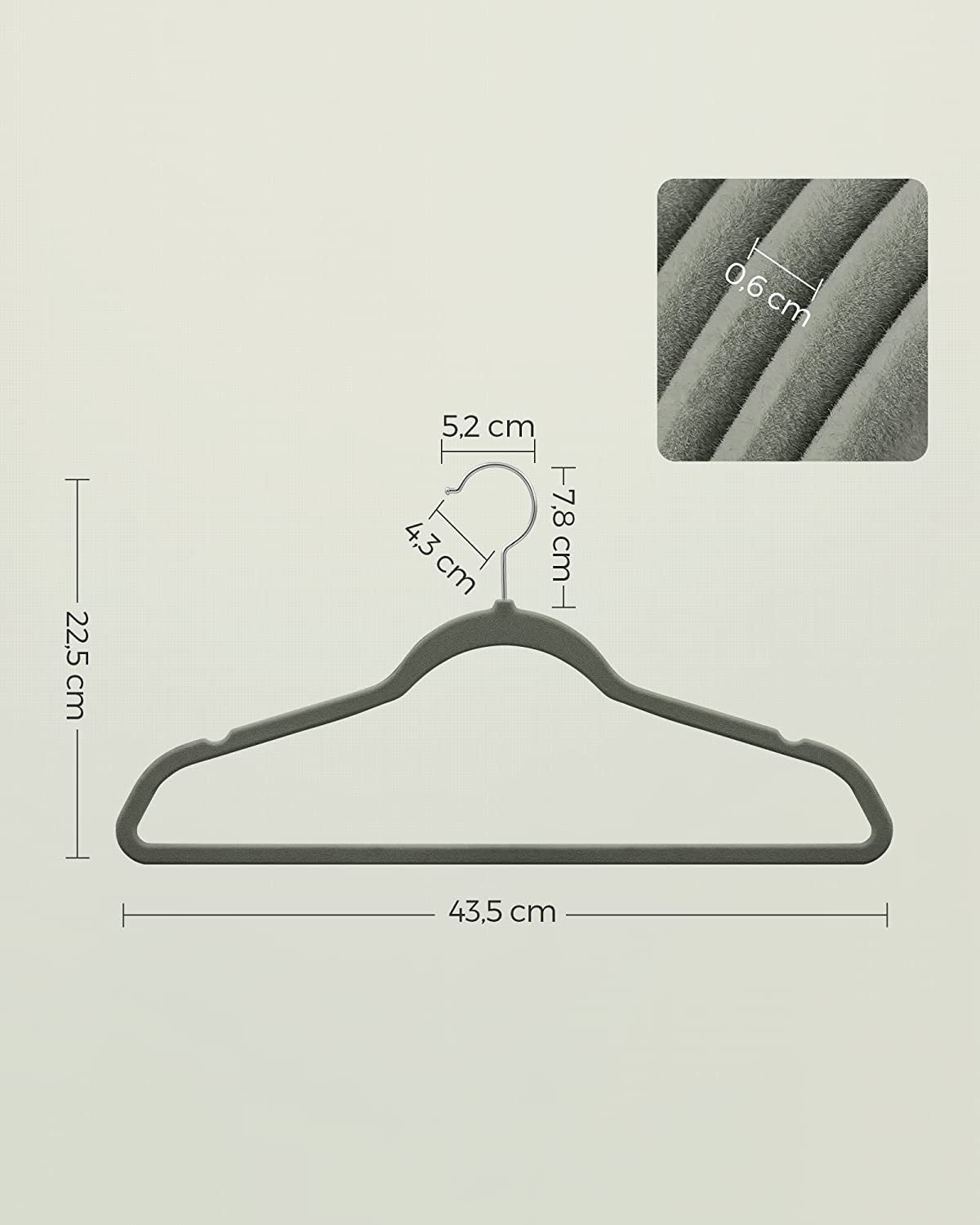 Set De 30 De Umerase Din Catifea, Gri, 43.5 Cm