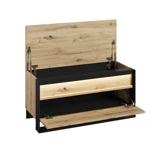 Pantofar Cu 2 Usi Vant, Stejar Artisan Si Negru, 92 Cm