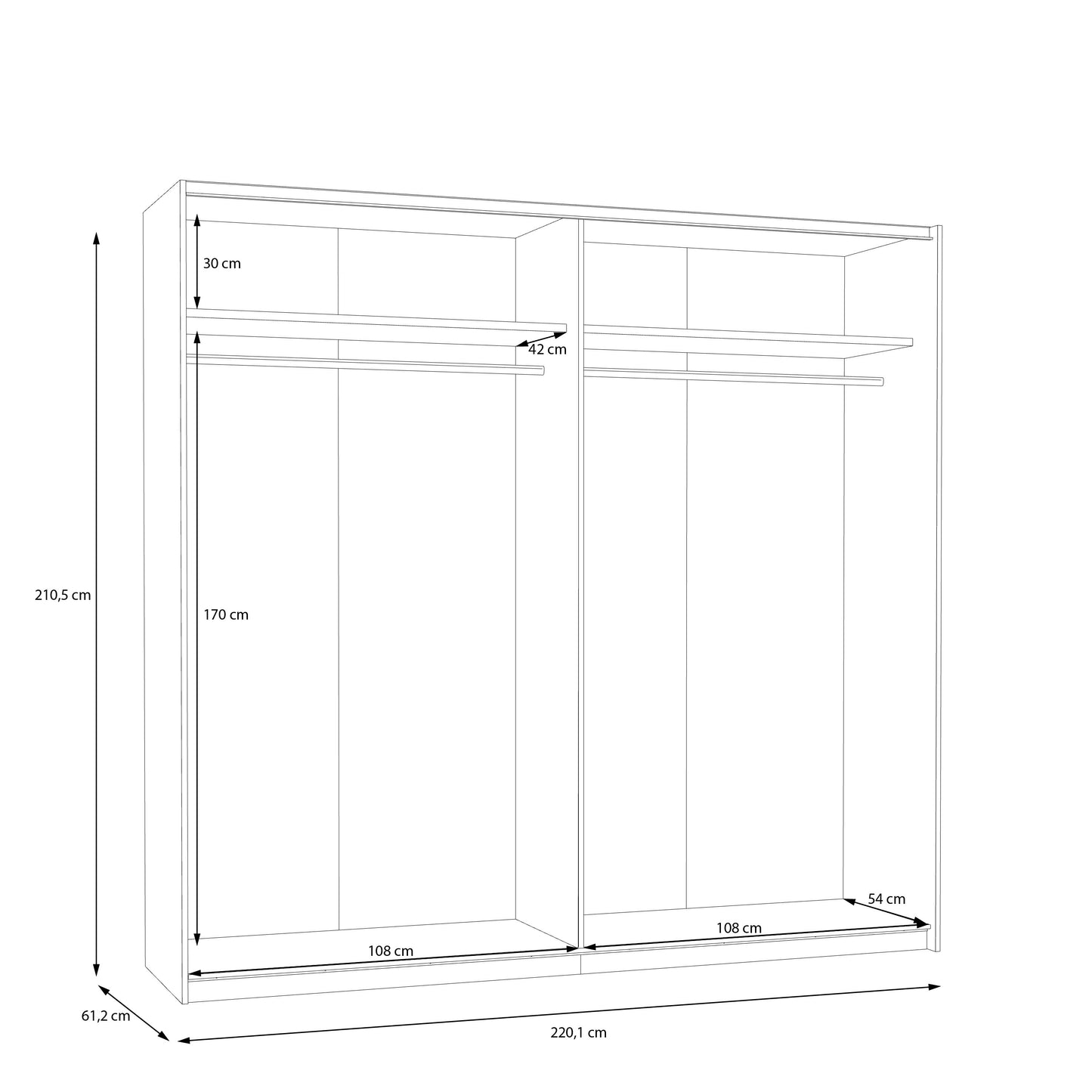Dulap Praktic, Alb Mat, 220.1 Cm