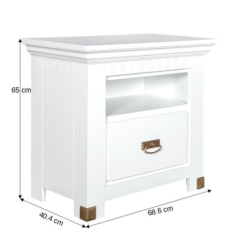 Set Dormitor Saint Tropez, Pat Cu Dimensiune Saltea 180 X 200, Dulap De 180 Cm, 2 Noptiere, Vopsit Alb