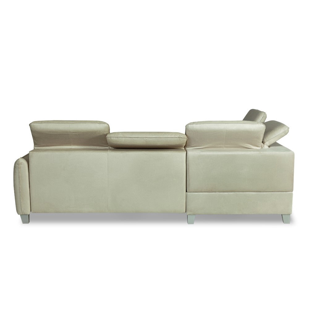 Coltar Extensibil Cu Otoman Stanga Tiago, 5 Locuri, Tetiere Reglabile, Crem, 255 Cm