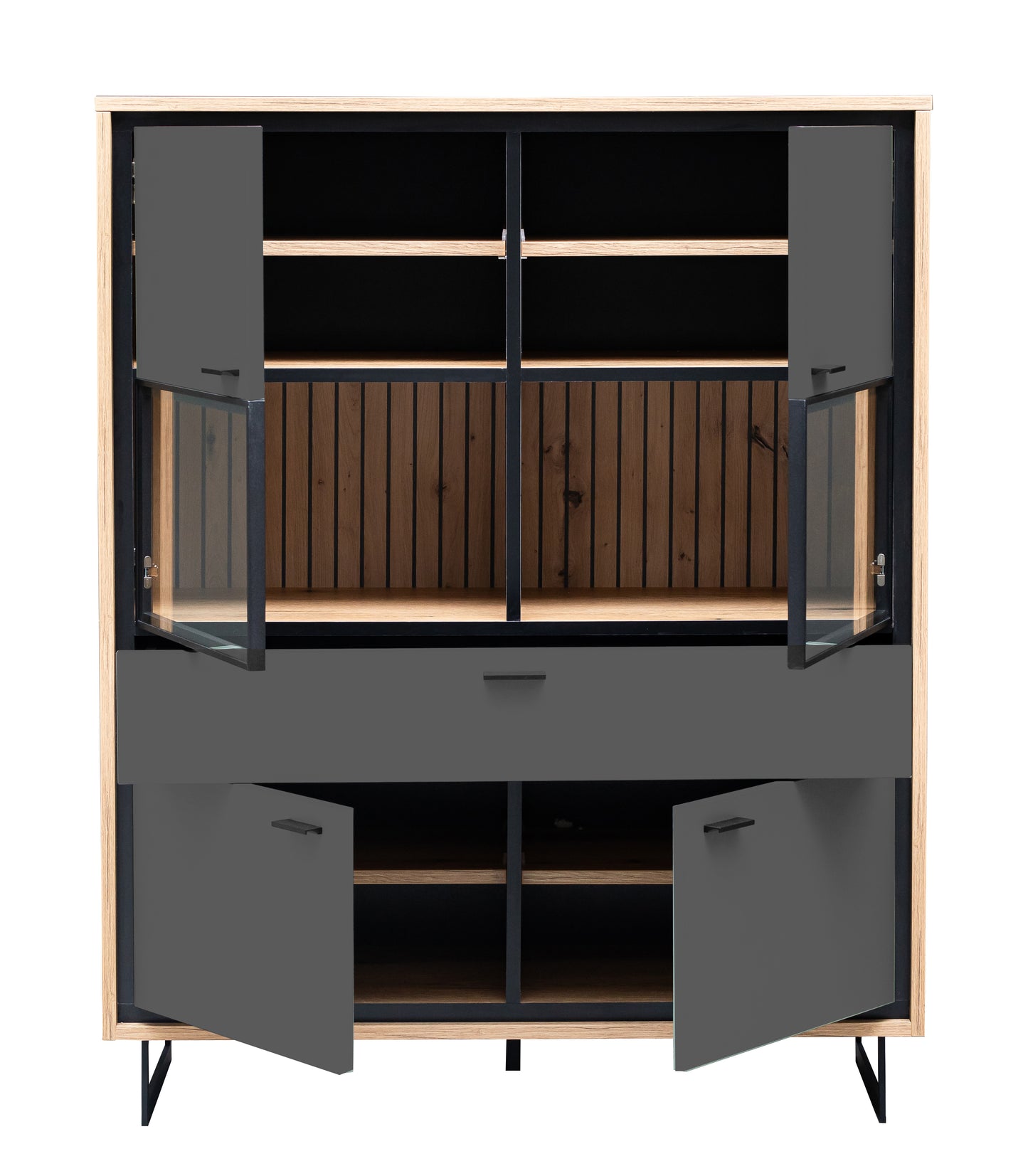 Highboard 4 Usi Si 1 Sertar Sonata Akustik Royal Grey 105 Cm
