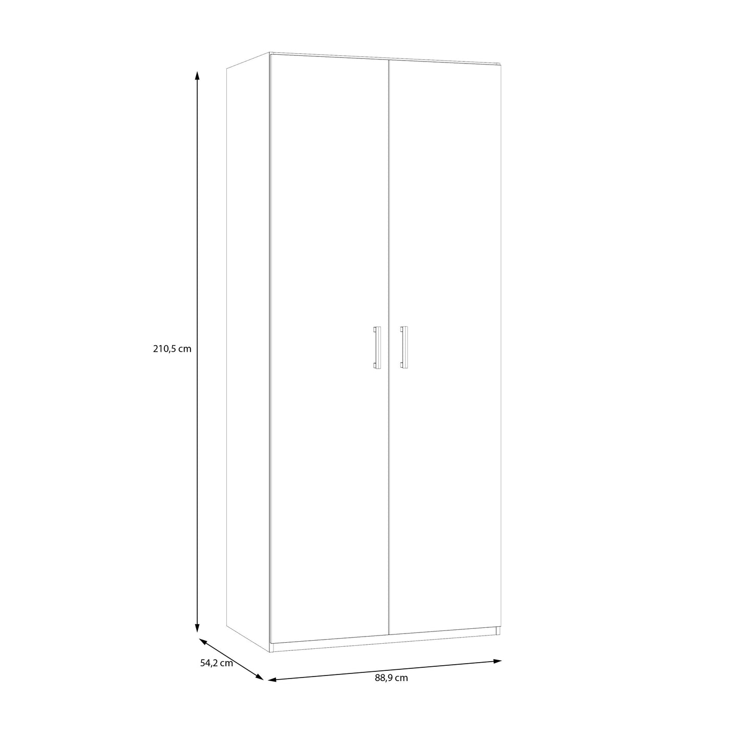 Dulap 2 Usi Ecobest 2 Alb, 88.9 Cm