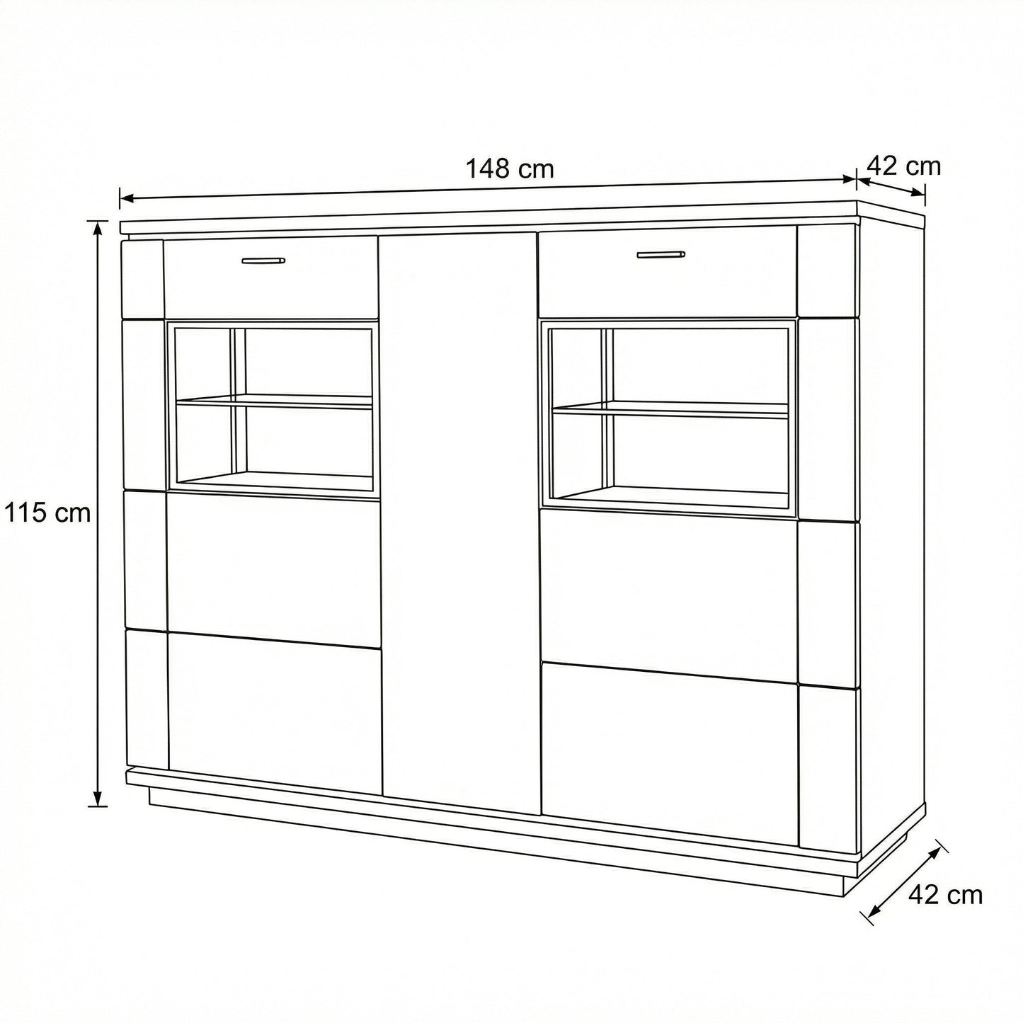 Comoda Bar Cu 3 Usi Zenith, Furniruit Stejar, 148 Cm