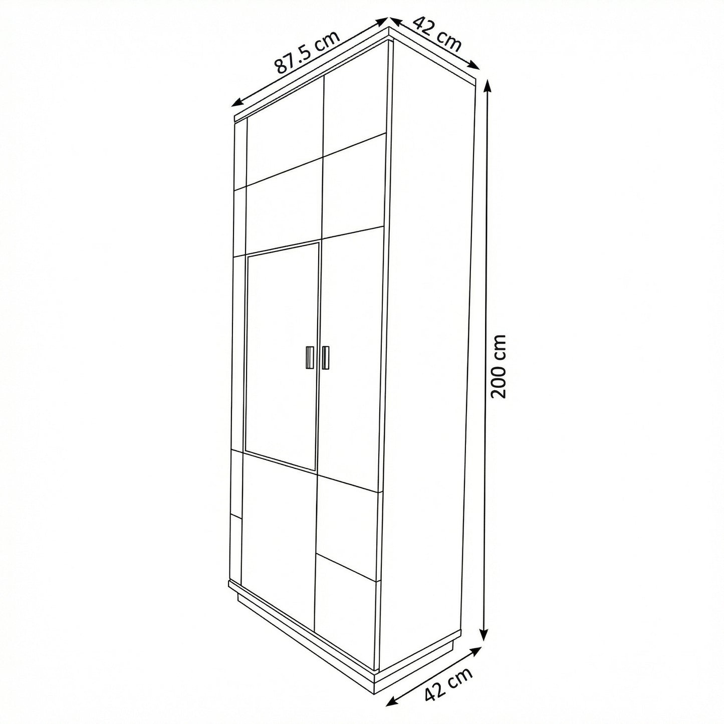 Vitrina Cu 2 Usi Zenith, Furniruit Stejar, 87.5 Cm