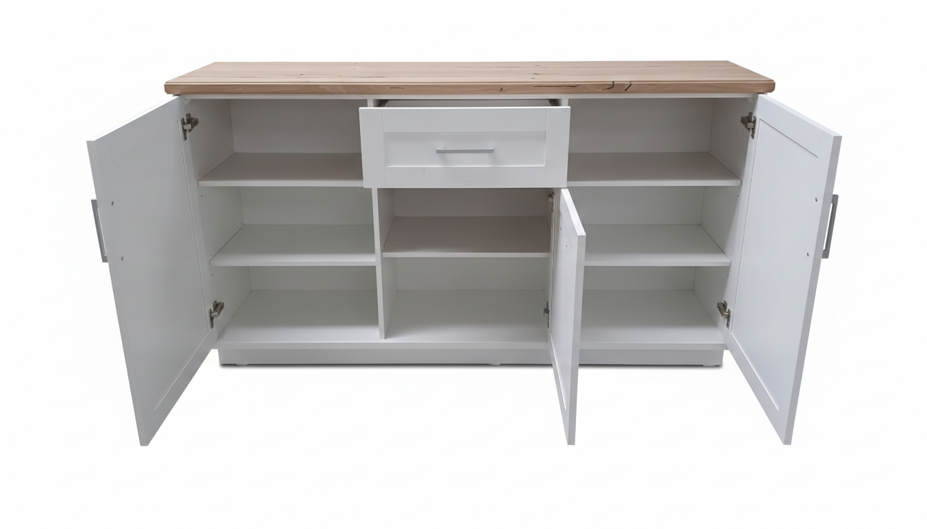 Bufet Cu 3 usi si 1 sertar Dining Alpina, Alb Si Natur 166 Cm