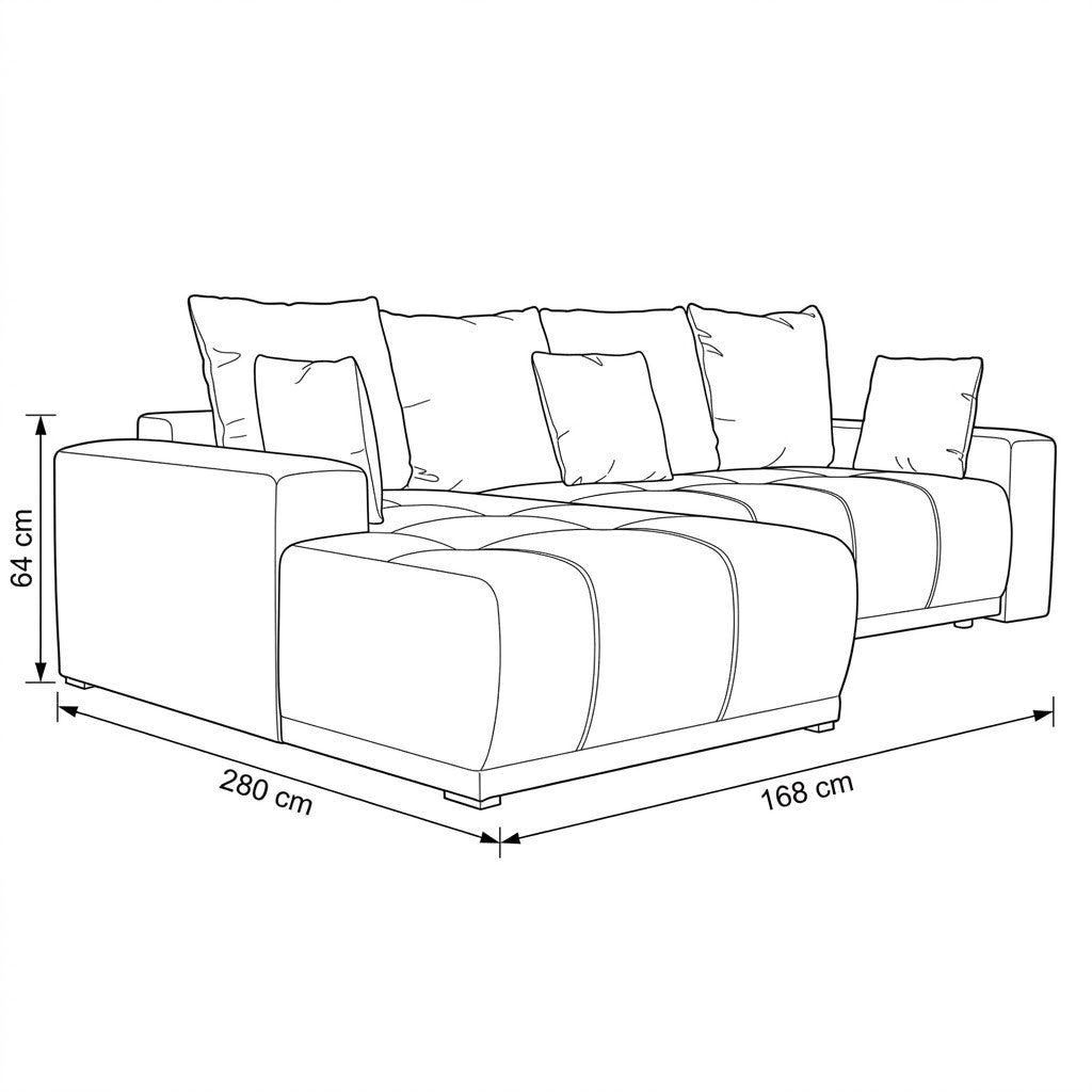 Coltar Cu Insula Dreapta Green, 5 Locuri, Lada Depozitare, Albastru, Cashmere 75, 280 Cm