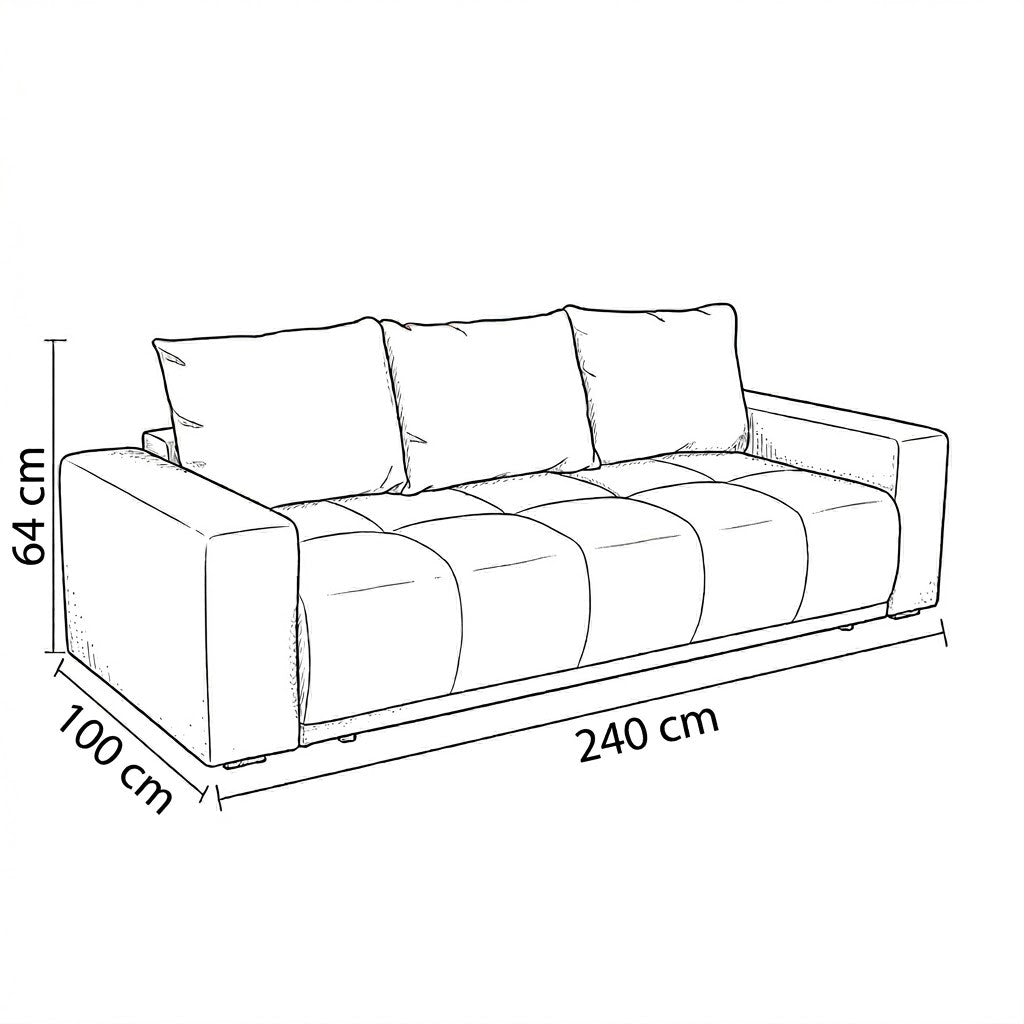 Canapea Extensibila Green, 3 locuri, Lada Depozitare, Roz, Orion 8, 240 Cm
