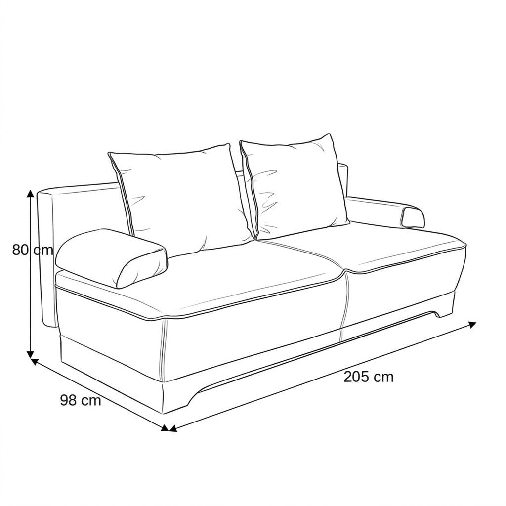 Canapea Extensibila Parma Cu Lada Gri Si Crem, 205 x 80 x 98 Cm
