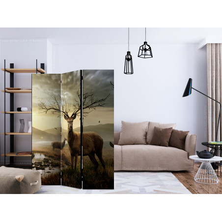 Paravan Deers By Mountain Stream [Room Dividers] 135 cm x 172 cm-01