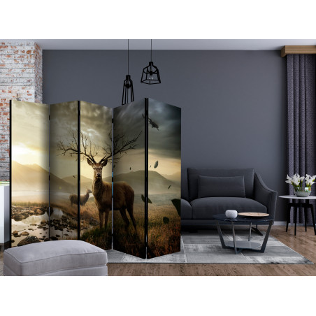 Paravan Deers By Mountain Stream Ii [Room Dividers] 225 cm x 172 cm-01