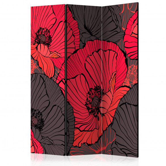 Paravan Pleated Poppies [Room Dividers] 135 cm x 172 cm