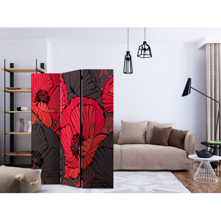 Paravan Pleated Poppies [Room Dividers] 135 cm x 172 cm-01