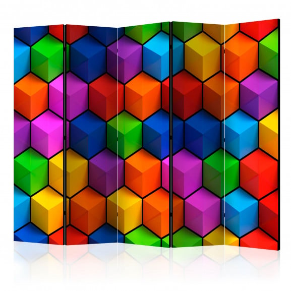 Paravan Colorful Geometric Boxes Ii [Room Dividers] 225 cm x 172 cm