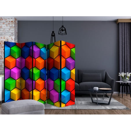 Paravan Colorful Geometric Boxes Ii [Room Dividers] 225 cm x 172 cm-01