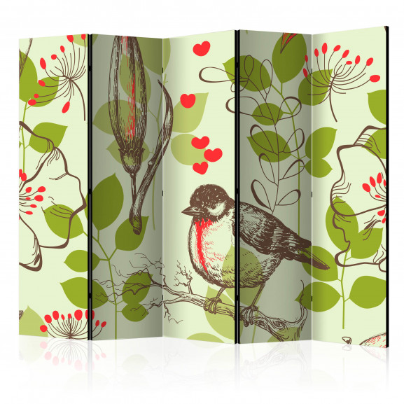 Paravan Bird And Lilies Vintage Pattern Ii [Room Dividers] 225 cm x 172 cm