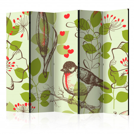 Paravan Bird And Lilies Vintage Pattern Ii [Room Dividers] 225 cm x 172 cm-01