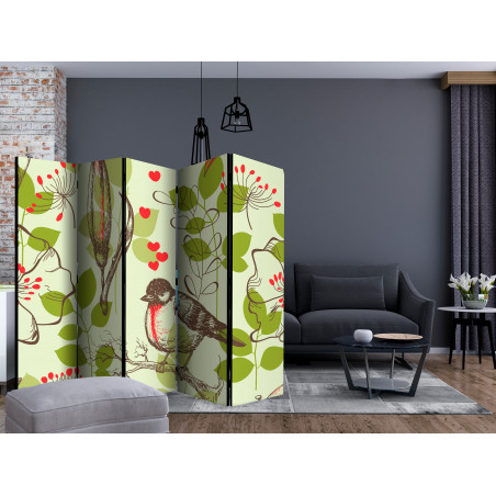 Paravan Bird And Lilies Vintage Pattern Ii [Room Dividers] 225 cm x 172 cm-01