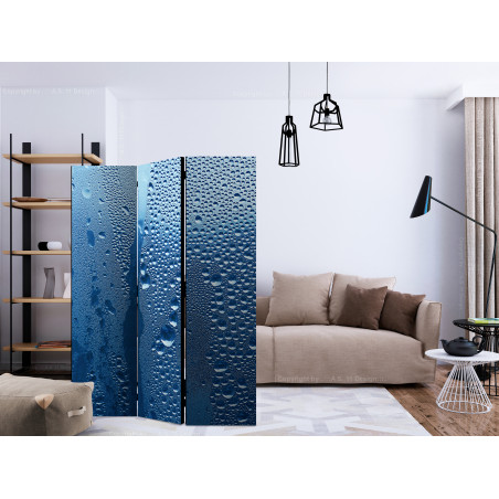 Paravan Water Drops On Blue Glass [Room Dividers] 135 cm x 172 cm-01