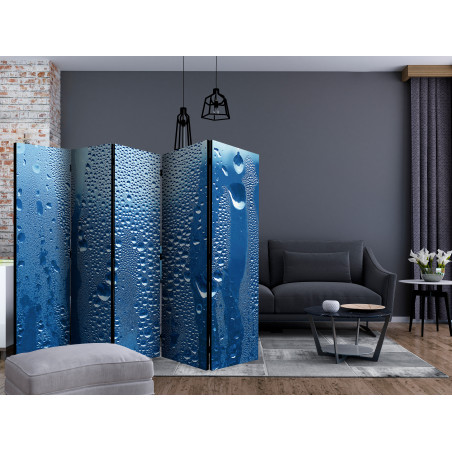 Paravan Water Drops On Blue Glass Ii [Room Dividers] 225 cm x 172 cm-01