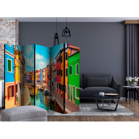 Paravan Colorful Canal In Burano Ii [Room Dividers] 225 cm x 172 cm-01