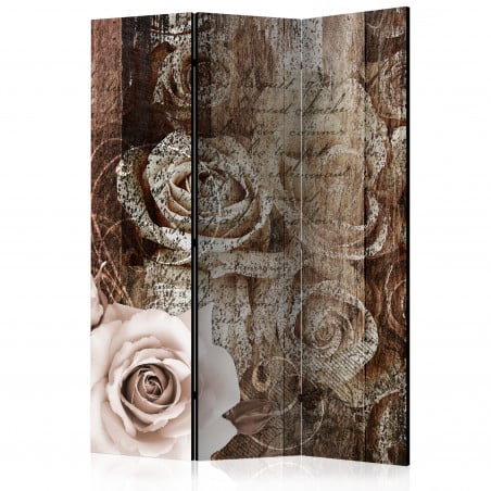 Paravan Old Wood & Roses [Room Dividers] 135 cm x 172 cm-01