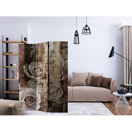 Paravan Old Wood & Roses [Room Dividers] 135 cm x 172 cm-01