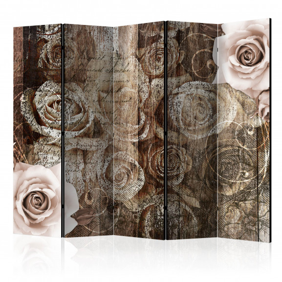 Paravan Old Wood & Roses Ii [Room Dividers] 225 cm x 172 cm