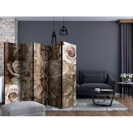 Paravan Old Wood & Roses Ii [Room Dividers] 225 cm x 172 cm-01