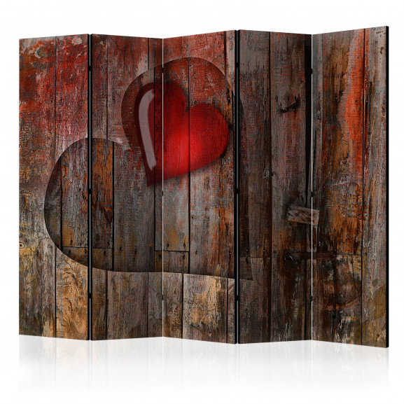 Paravan Heart On Wooden Background Ii [Room Dividers] 225 cm x 172 cm