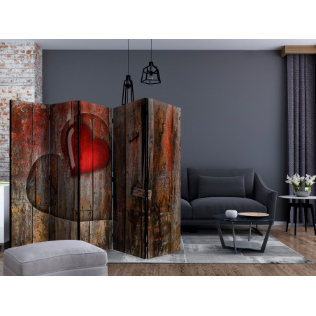 Paravan Heart On Wooden Background Ii [Room Dividers] 225 cm x 172 cm-01