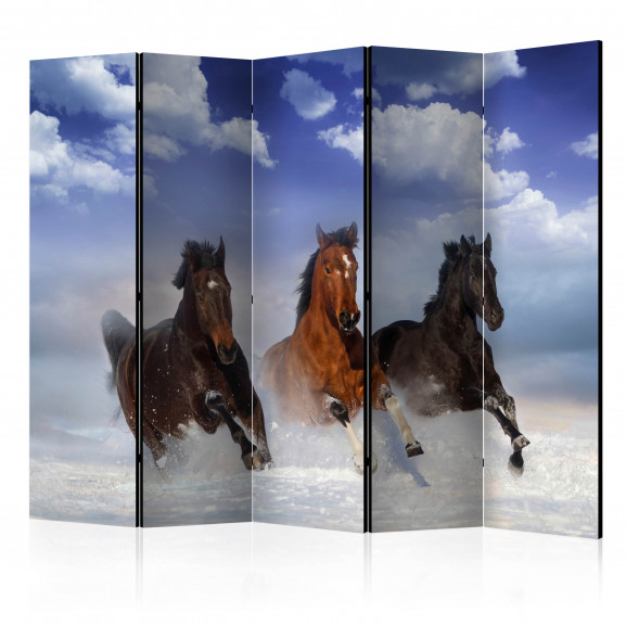 Paravan Horses In The Snow Ii [Room Dividers] 225 cm x 172 cm