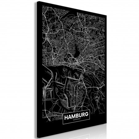 Tablou Dark Map Of Hamburg (1 Part) Vertical-01