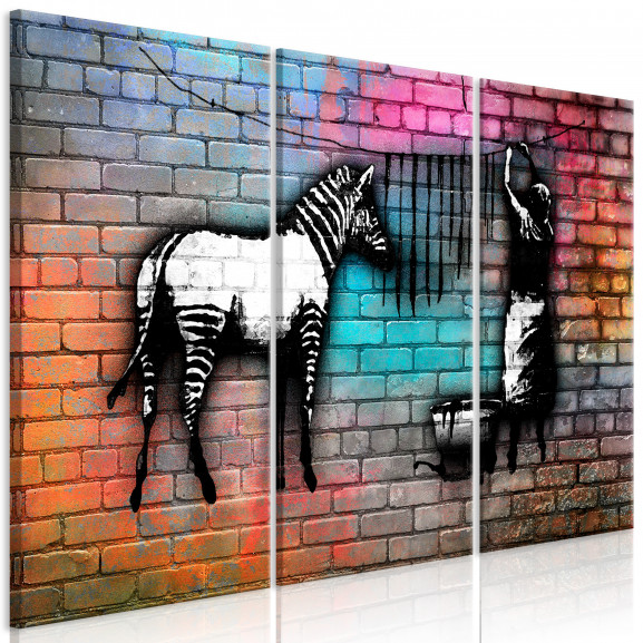 Tablou Washing Zebra Colourful Brick (3 Parts)