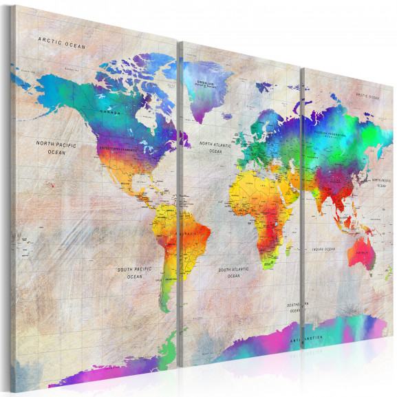 Tablou World Map: Rainbow Gradient