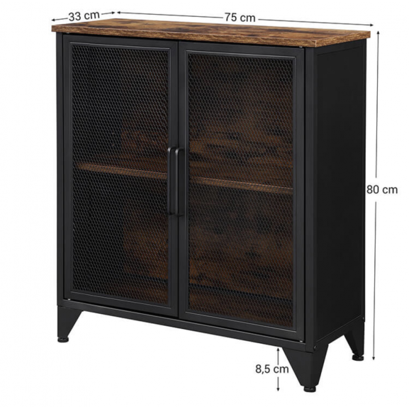 Comoda Tv Vintage, Negru, 75 x 33 x 80 cm