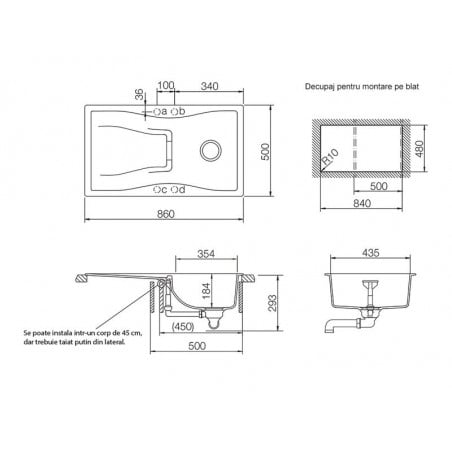 Chiuveta bucatarie Schock Waterfall D-100 Cristadur Stone, granit, reversibila, montare pe blat 86 x 50 cm-01