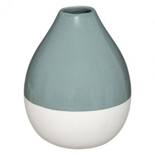 Vaza Ceramica Alb Si Verde, 16 cm