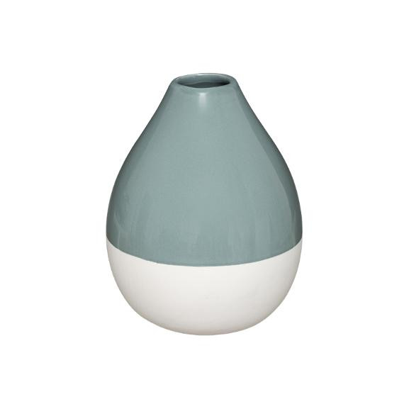 Vaza Ceramica Alb Si Verde, 16 cm