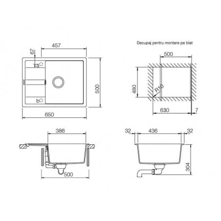 Set chiuveta bucatarie Schock Ronda D-100L si baterie bucatarie Schock Epos Cristalite Alpina cu dus extractibil 65 x 50 cm-01