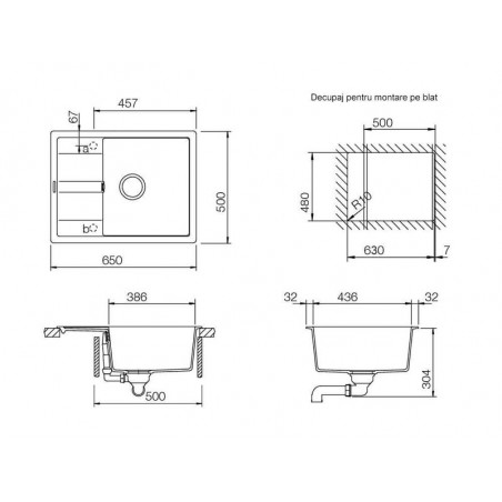 Set chiuveta bucatarie Schock Ronda D-100L si baterie bucatarie Schock Plutos Cristalite Croma 65 x 50 cm-01