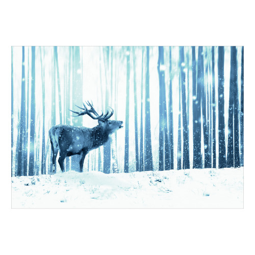 Fototapet Deer in the Snow (Blue)