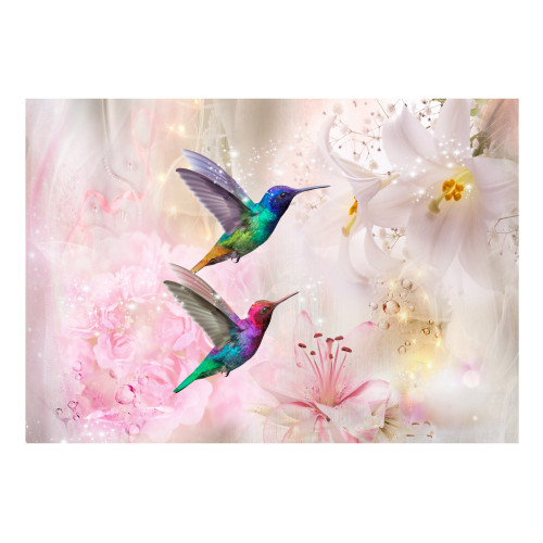 Fototapet autoadeziv Colourful Hummingbirds (Pink)